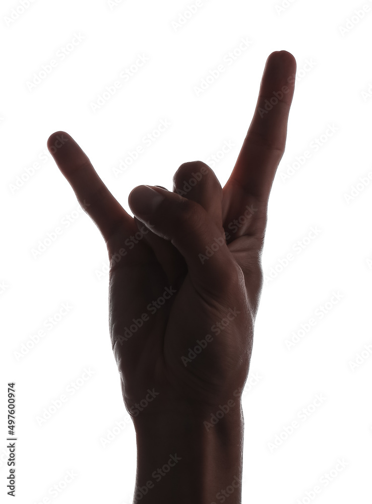 Silhouette of male hand showing Silhouette of male hand showing