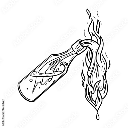 Bottle of Cocktail Molotov. Symbol of Ukrainian Resistance against Russian Aggression