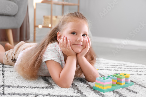 Cute little girl with build...