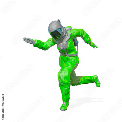 astronaut is running on white background © DM7