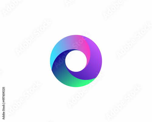 Abstract bright gradient circle vector logotype. Creative 3d ring, letter O, zero icon symbol logo design.