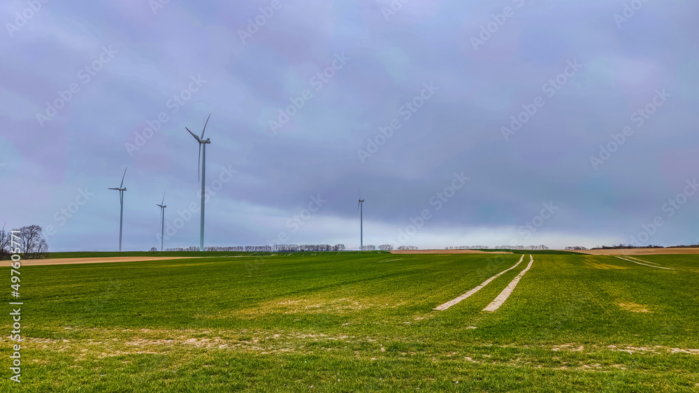 Electric wind turbine generating with blue sky and turbo generator Electric wind turbine generating with blue sky and turbo generator