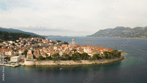 aerial view of the city Korcula in Croatia