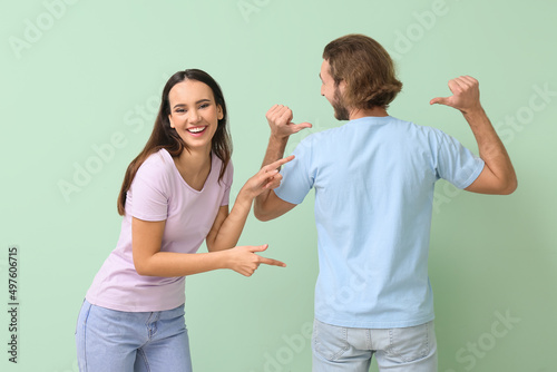 Young couple in stylish t-s...