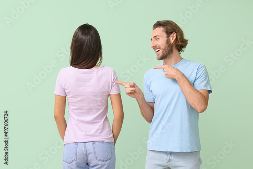 Young couple in stylish t-s...