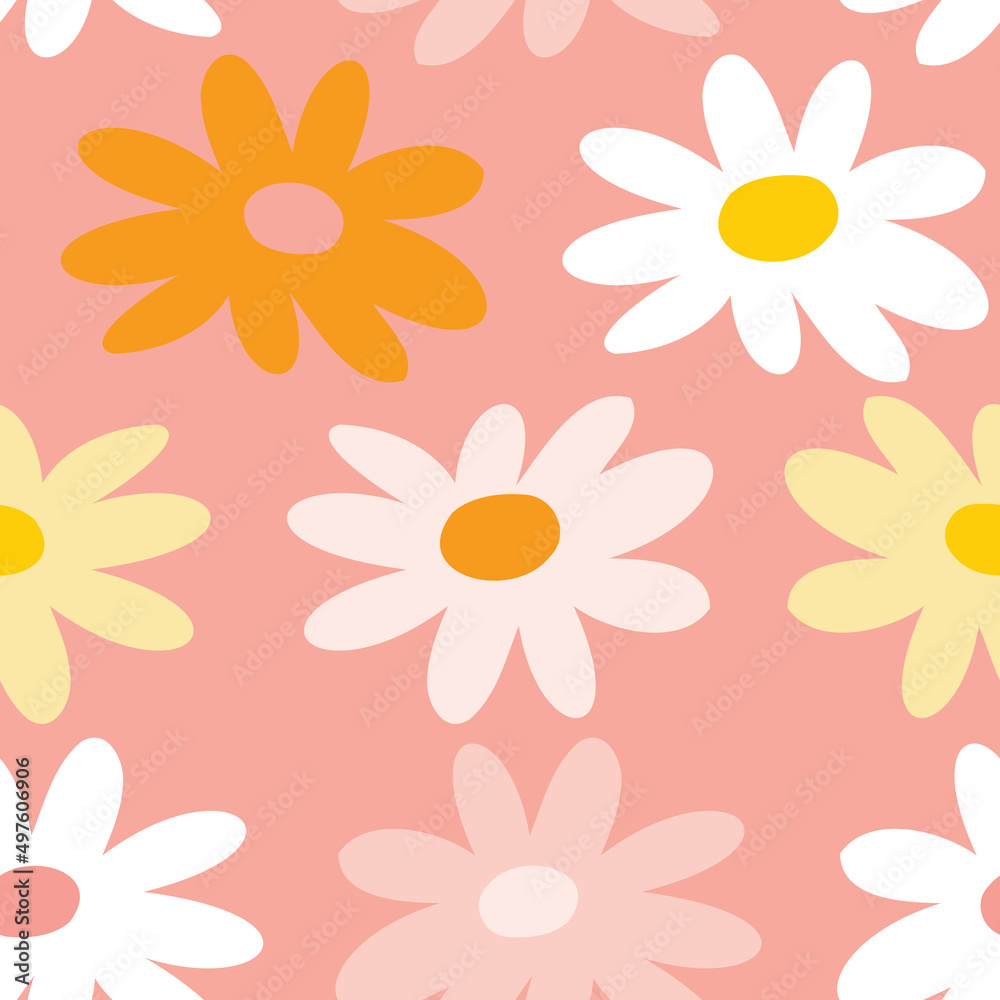 large flowers seamless vector pattern