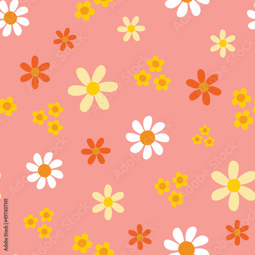 Mod Retro Flower Print Ditsy Small print seamless vector repeating pattern