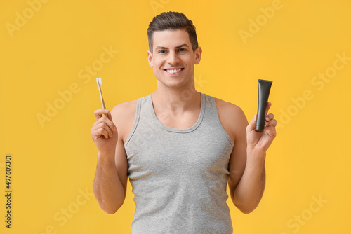 Handsome young man with act...