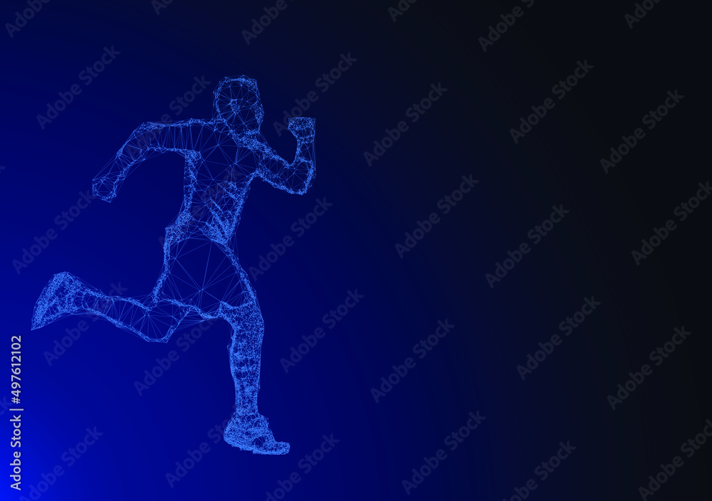 Obraz premium Running man. Digital background representing sport and technology.