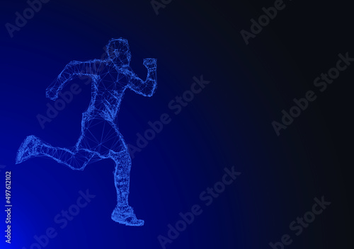 Running man. Digital background representing sport and technology.