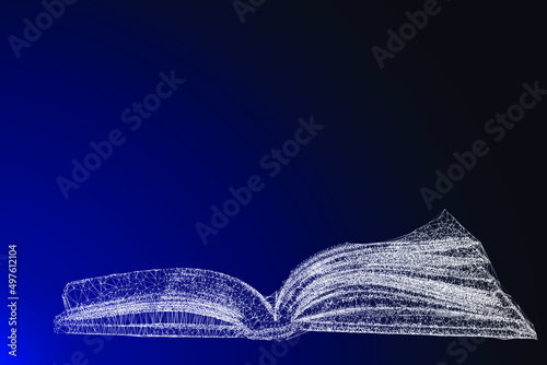 Classic book represented in digital mode. E-learning concept.