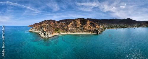 Santa Marta Colombia - Taganga Landscape Panoramic Beach Coast photo