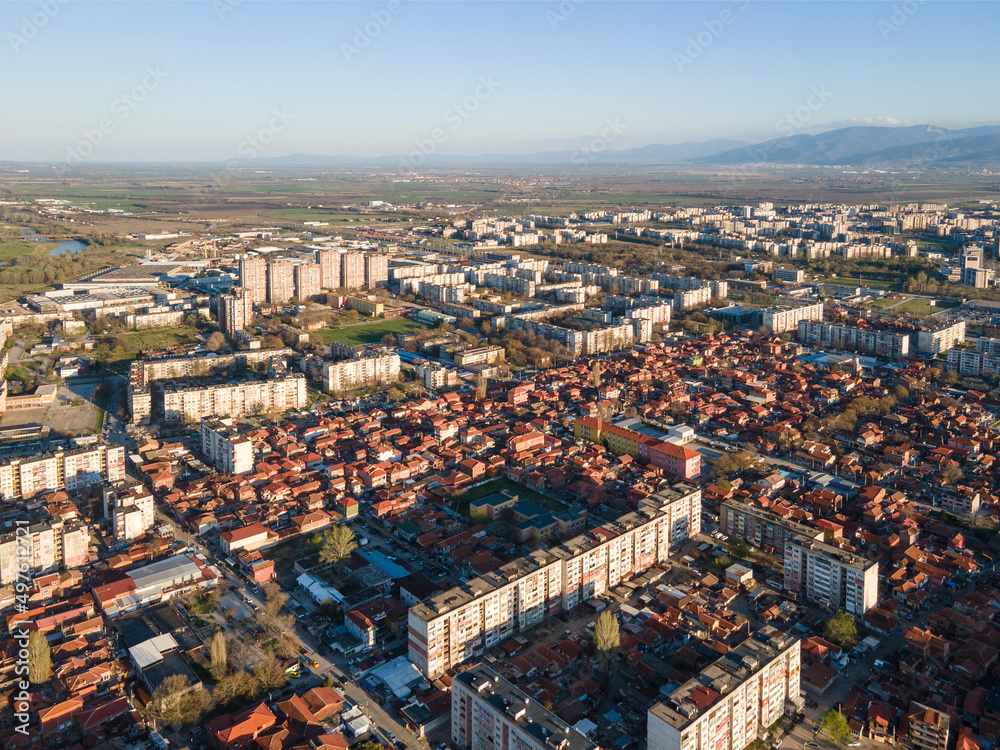 Aerial view of Stolipinovo neighborhood in Plovdiv, Bulgaria