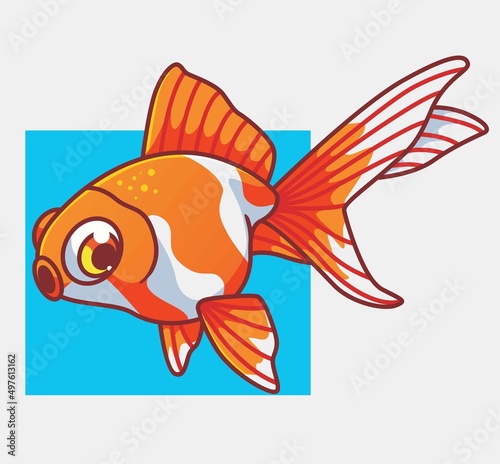 cute gold fish orange. isolated cartoon animal illustration. Flat Style Sticker Icon Design Premium Logo vector. Mascot Character