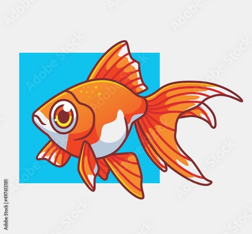 cute gold fish orange. isolated cartoon animal illustration. Flat Style Sticker Icon Design Premium Logo vector. Mascot Character