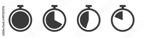 Clock vector icon. Stopwatch icon, logo. Chronometer, timer sign. Stopwatch icon isolated on white background. Vector illustration. Time icon. Timer.