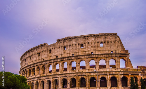 Fotografiet Artistic ruins of Roman Colosseum or coloseum an ancient gladiator Amphitheatre