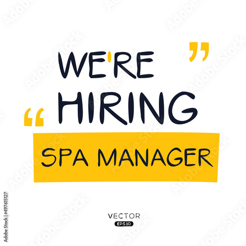 We are hiring Spa Manager, vector illustration.