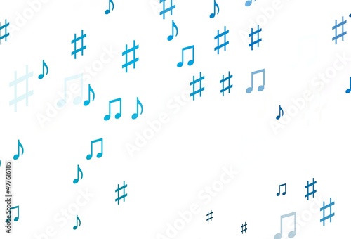 Light BLUE vector texture with musical notes.