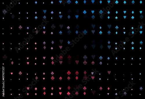 Dark Blue, Red vector pattern with symbol of cards.