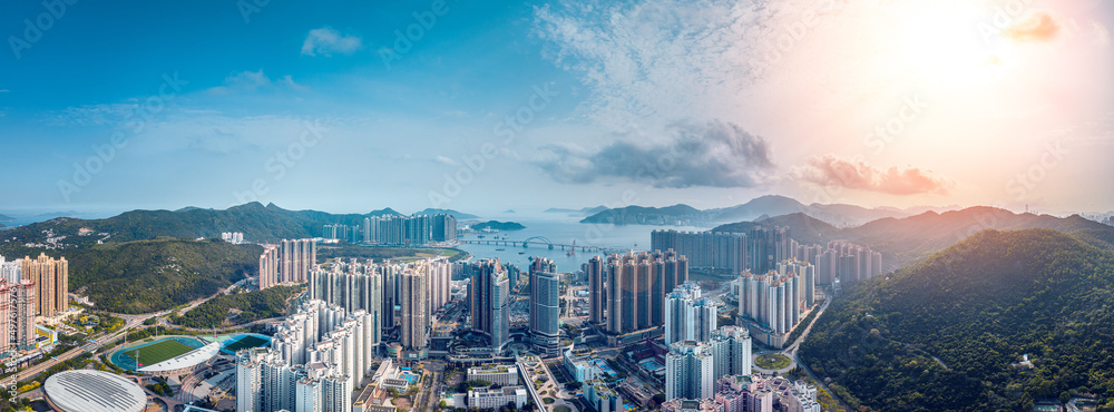 Panorama cityscape of Hong Kong city 2022