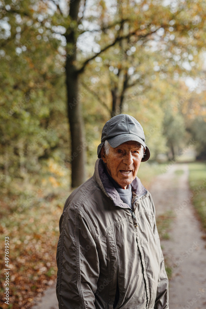 Grandpa outdoors on an autumn day Grandpa outdoors on an autumn day