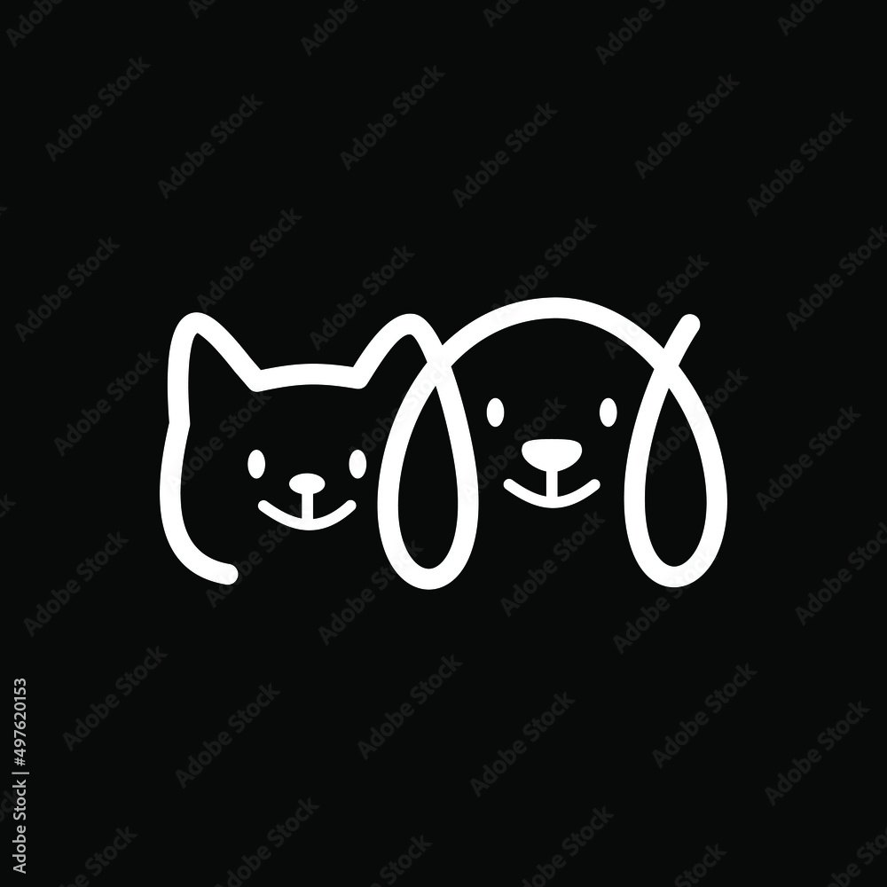 cat and dog monoline illustration combined cat and dog monoline illustration combined
