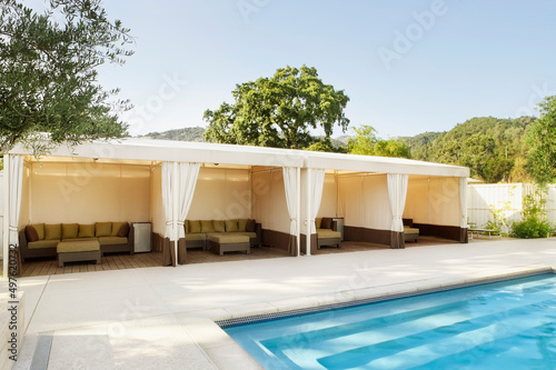 Architecture image of Cabanas and pool at luxury resort and sap photo