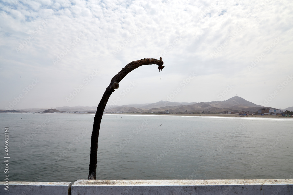 Fototapeta premium The Cerro Azul district is one of the sixteen that make up the province of Cañete located in the department of Lima on the central coast of Peru. Within the ecclesiastical division of the Catholic Chu