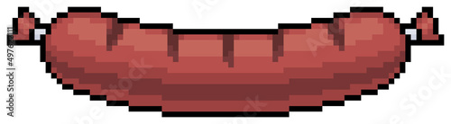 Pixel art sausage vector icon for 8bit game on white background
