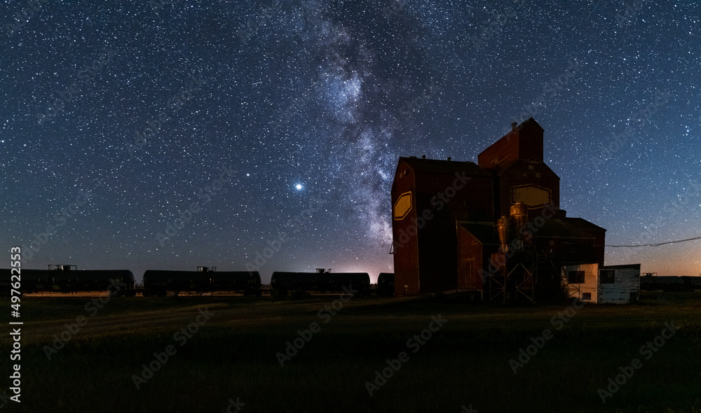 grain elevator with milky way grain elevator with milky way