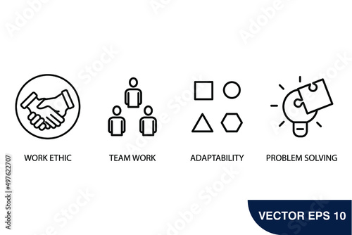 soft skills icons set . soft skills pack symbol vector elements for infographic web
