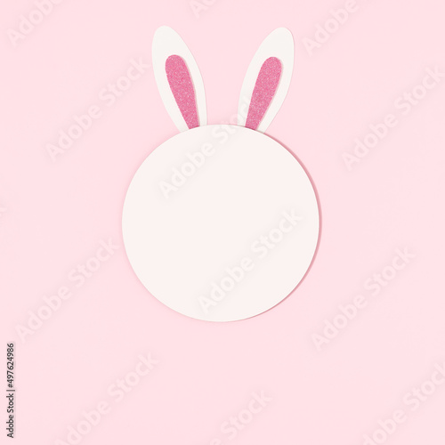 Wallpaper Mural Bunny rabbit ears on pastel pink background with creative copy space. Happy Easter. Creative  minimal Easter holiday concept. Holiday Easter celebration greeting card or idea. Torontodigital.ca