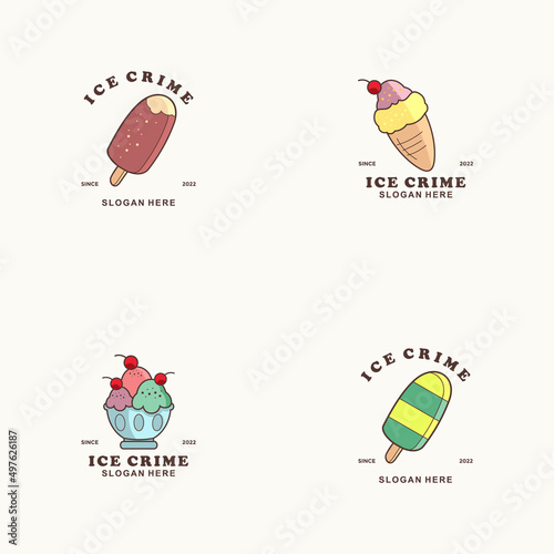 Set Ice Cream Vector Illustration With Flat Design