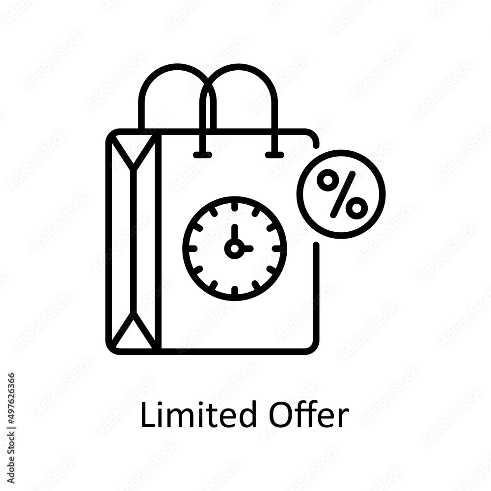 Limited Offer vector outline icon for web isolated on white background EPS 10 file Limited Offer vector outline icon for web isolated on white background EPS 10 file