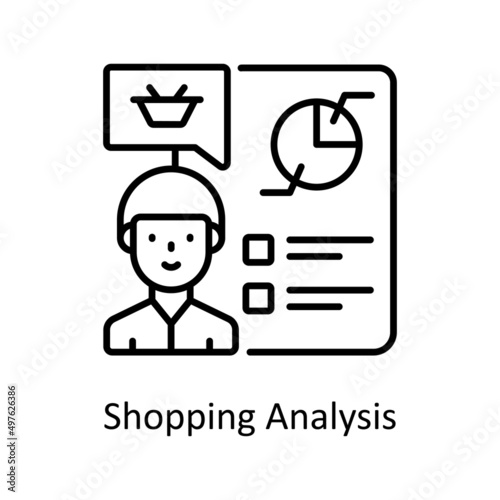 Shopping Analysis vector outline icon for web isolated on white background EPS 10 file