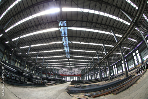 Many steels are stacked together in the production workshop