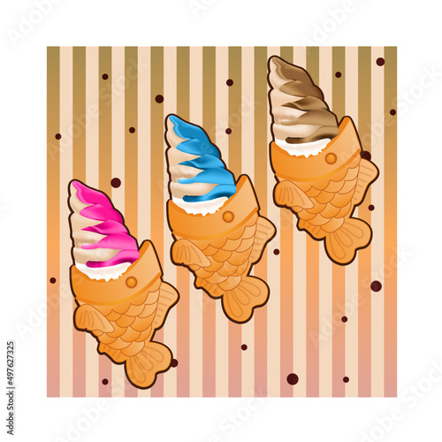 set of 3 fish shaped ice cream cones