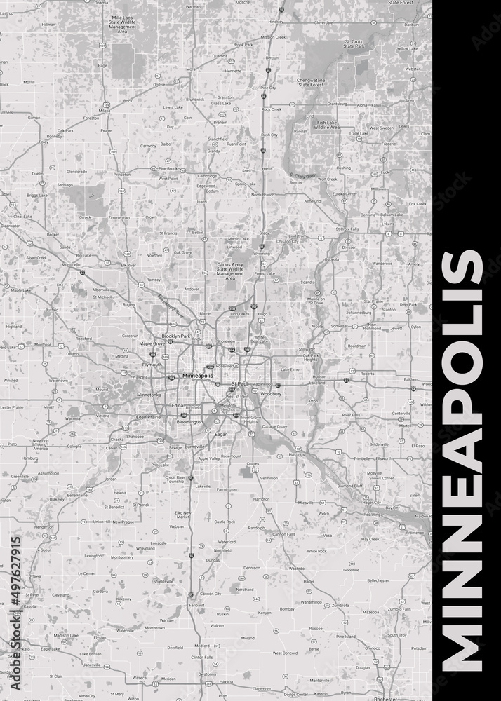 Poster Minneapolis - Minnesota map. Road map. Illustration of Minneapolis - Minnesota streets. Transportation network. Printable poster format. Poster Minneapolis - Minnesota map. Road map. Illustration of Minneapolis - Minnesota streets. Transportation network. Printable poster format.