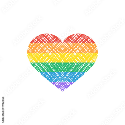 Tęczowe serce - symbol ruchu LGBTQ+. Koncept równości, różnorodności, miłości, inkluzywność.  Gay Pride.