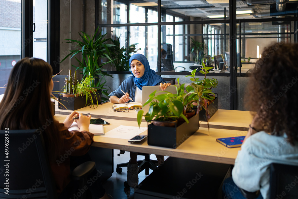 Women Colleagues Working In The Office Company. Women Colleagues Working In The Office Company.