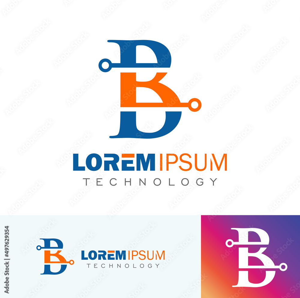 Technology Monogram Logo Initial Letter b Technology Monogram Logo Initial Letter b