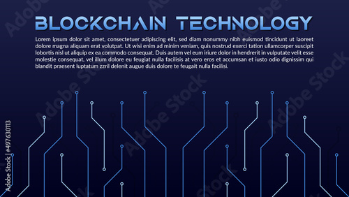 Blockchain technology concept, cryptocurrency. Working with tokens on the Internet, security. Futuristic background with elements in techno style microchips. Design banner template for web. Copyspace.