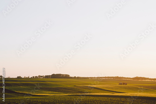 The last rays of the sun touch the agricultural area
