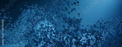 Suspended Spheres in a Turquoise and Black Modern style. Cutting Edge Research or Medical concept.