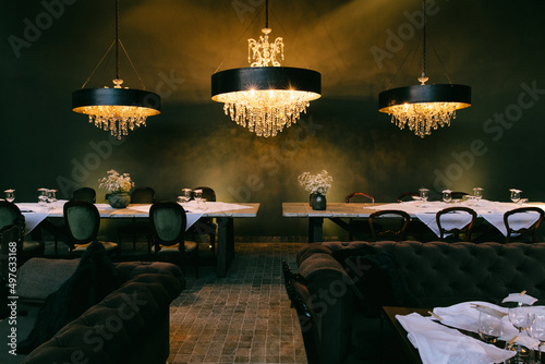 Set Table With Large Chandeliers