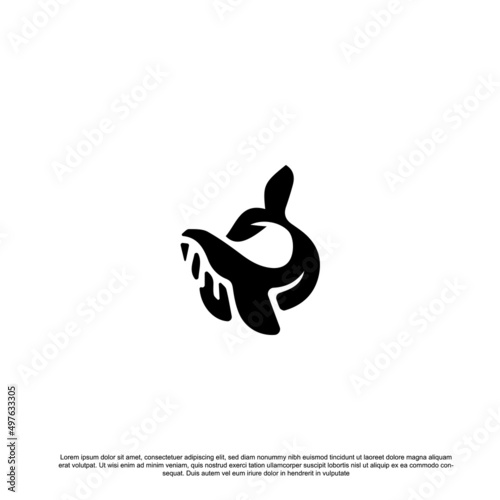Simple whale logo template design. Vector illustration.