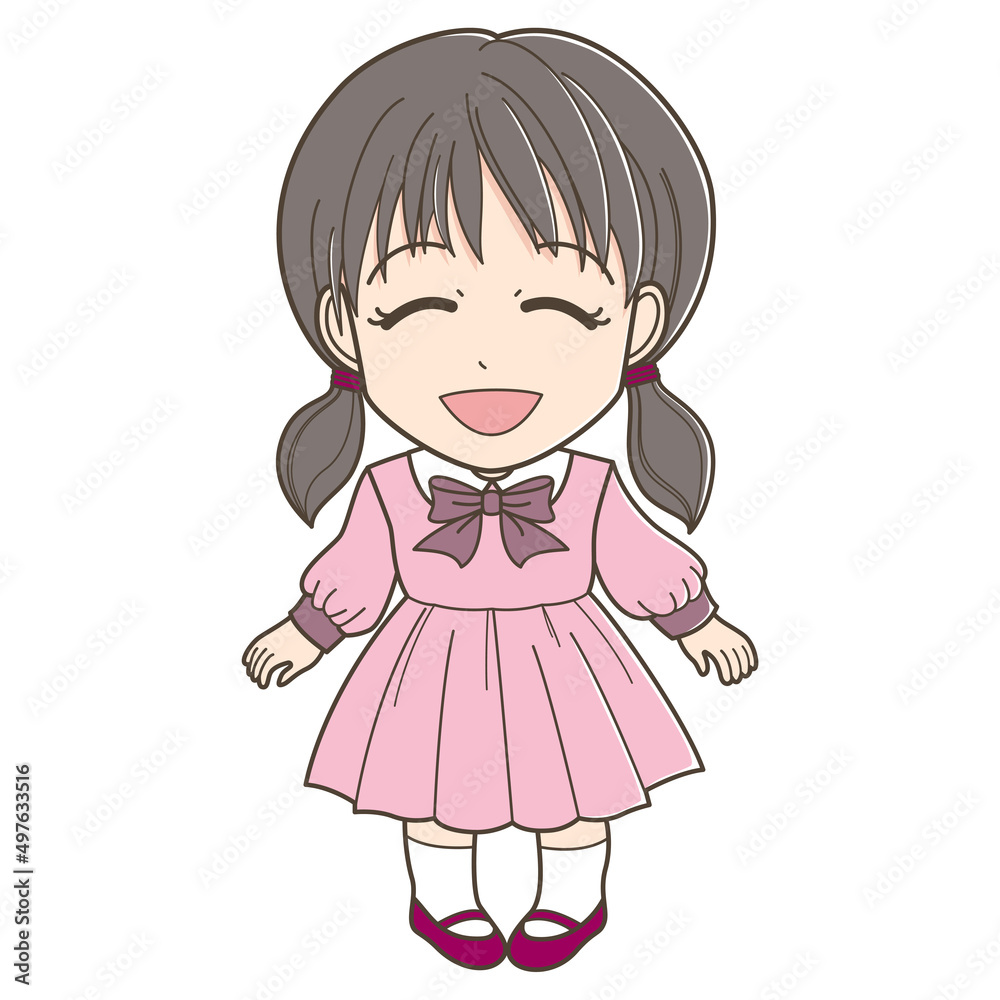 ワンピースを着た笑顔の女の子 ワンピースを着た笑顔の女の子