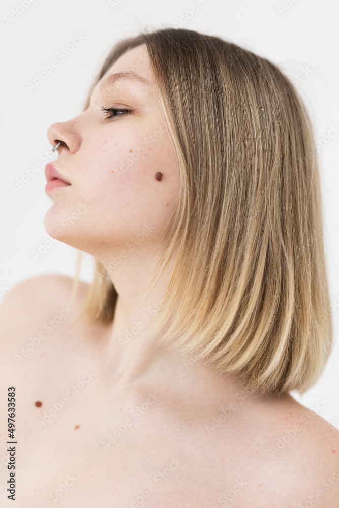 Profile portrait of sensual blond woman Profile portrait of sensual blond woman