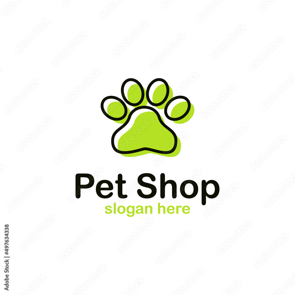 simple flat pet shop logo icon on isolated background, paw logo design modern concept simple flat pet shop logo icon on isolated background, paw logo design modern concept